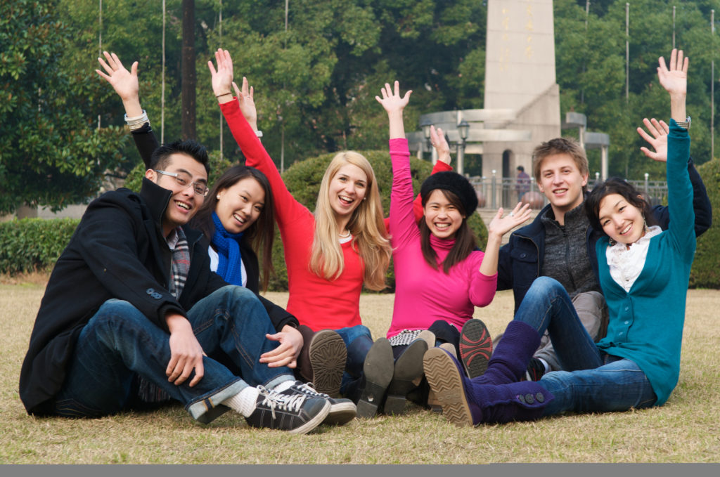 College Students Cheering